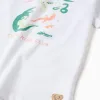 Short sleeve cotton pyjamas with alligator print for boys, white/orange