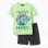 Short sleeve cotton pyjamas with Minecraft print for boys, green/grey