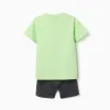 Short sleeve cotton pyjamas with Minecraft print for boys, green/grey