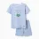 Cotton pyjamas with crocodile glow-in-the-dark print for boys, white/blue