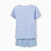 Cotton pyjamas with crocodile glow-in-the-dark print for boys, white/blue