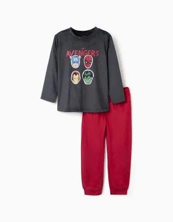 Velvet pyjamas with Avengers print for boys, dark grey/red