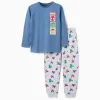 Long sleeve cotton pyjamas with Marvel prints for boys, blue/grey
