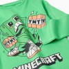 Long sleeve cotton pyjamas with Minecraft print for boys, green/grey