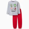 Long sleeve cotton pyjamas with Super Mario print for boys, grey/red