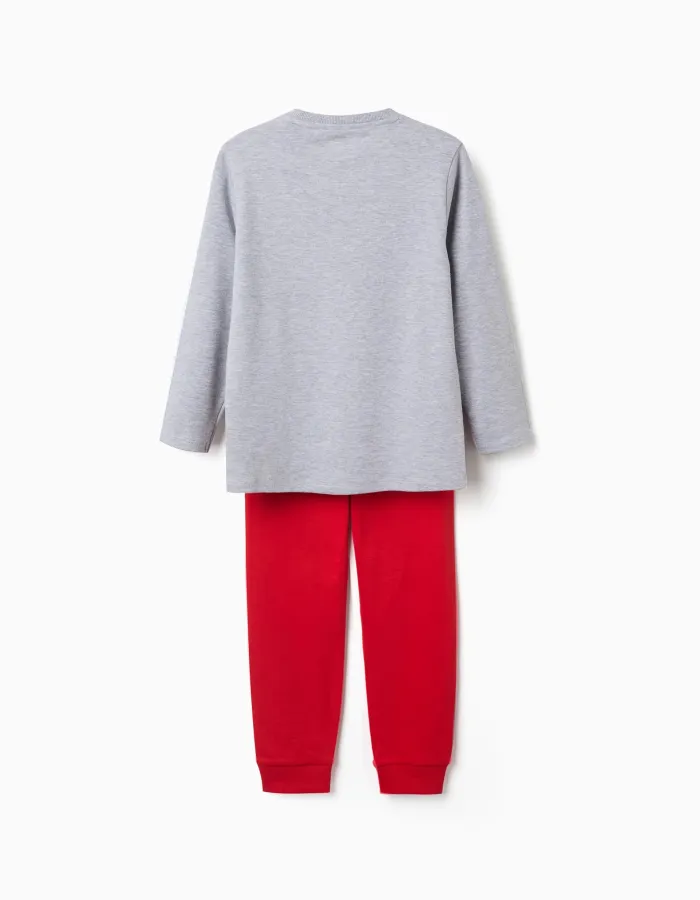 Long sleeve cotton pyjamas with Super Mario print for boys, grey/red