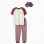 Short sleeve cotton pyjamas with padded mask for boys, white/red