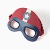 Short sleeve cotton pyjamas with padded mask for boys, white/red