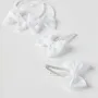 2 Hairpins + 2 Bobbles with Bow for Babies and Girls, White