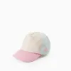 Twill Colourblock Cap for Girls, Pink/Blue/Beige