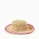 Straw Hat with Trim for Girls, Beige/Pink