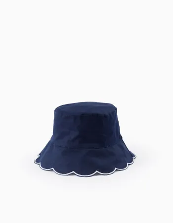 Hat with Wavy Brim for Babies and Girls, Dark Blue