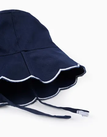 Hat with Wavy Brim for Babies and Girls, Dark Blue