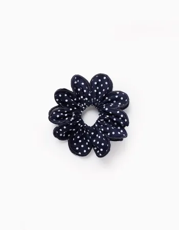 Dark Blue Polka Dot Scrunchie for Babies and Girls