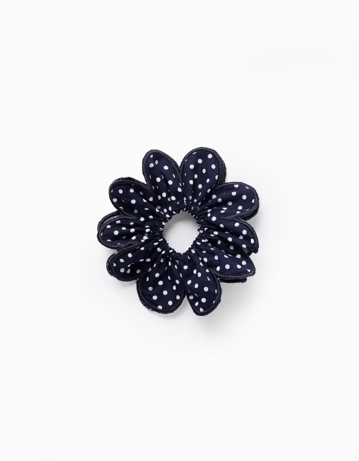 Dark Blue Polka Dot Scrunchie for Babies and Girls