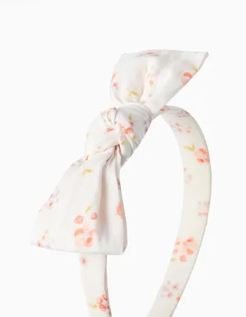 Floral Bow Headband for Babies and Girls, White