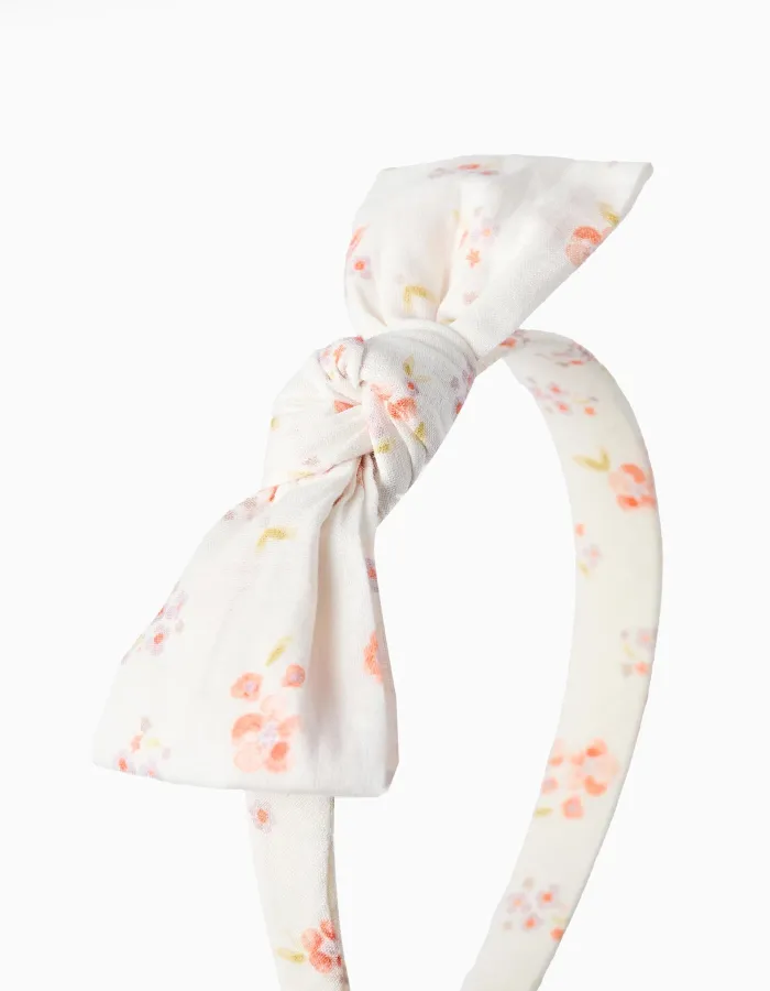 Floral Bow Headband for Babies and Girls, White