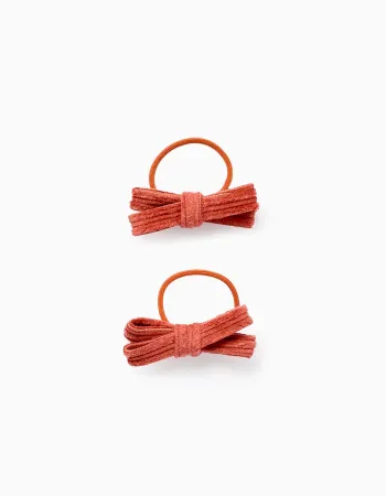 Pack of 2 Hair Clips with Bow for Babies and Girls, Terracotta