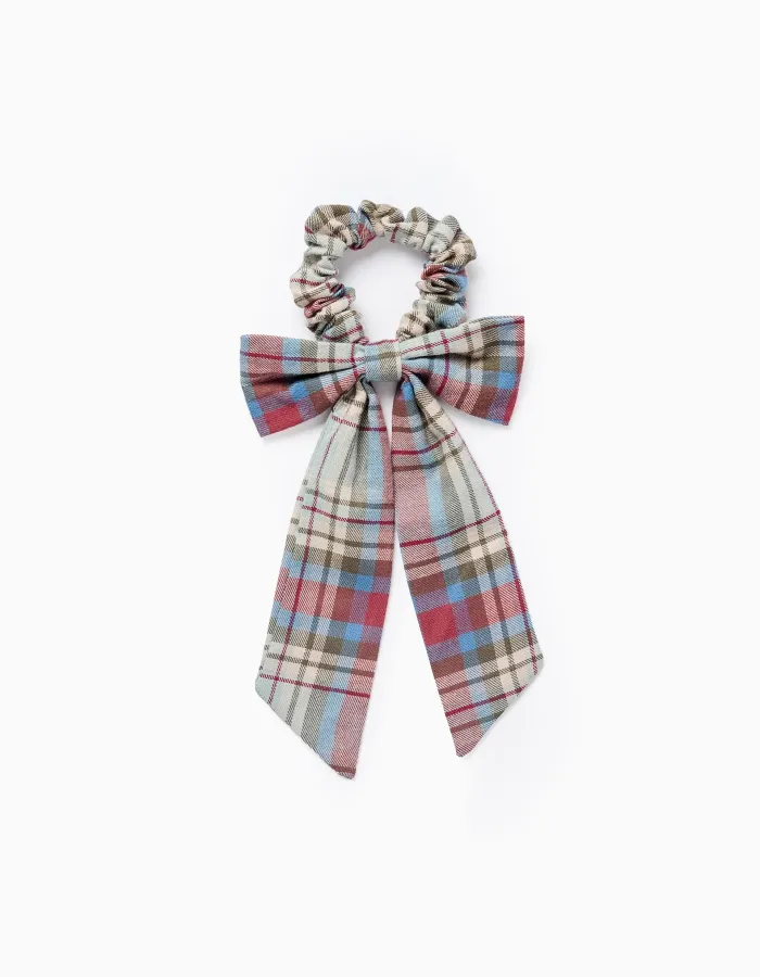 Checked Scrunchie with Bow for Babies and Girls 'B&S' , Multicolour