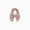 Floral Scrunchie with Bow for Babies and Girls, White/Pink