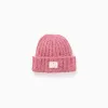 Thick cable knit beanie for girls, dark pink