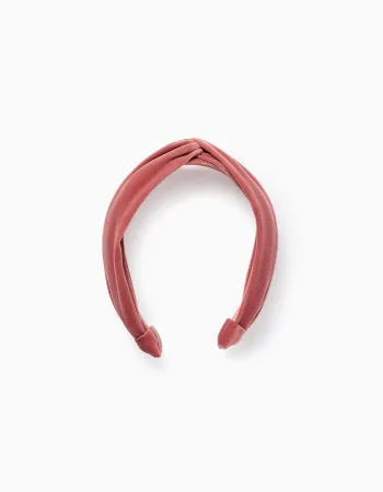 Velour Headband with Knot for Babies and Girls, Pink