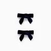 Pack of 2 Velour Hair Clips for Babies and Girls, Dark Blue