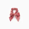 Velour Scrunchie with Bow for Babies and Girls, Pink