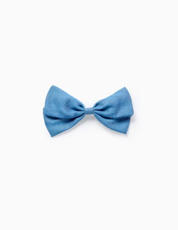 Denim Bow Hair Slide for Babies and Girls, Blue