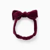 Velvet headband with bow for babies and girls, burgundy