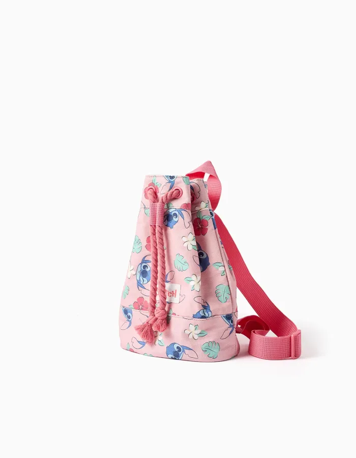 Stitch bag with shoulder straps for girls, pink