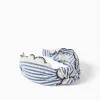 Alice band with stripes and crochet trim for girls, blue/white