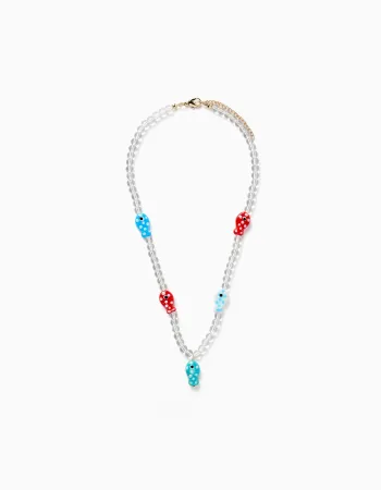 Beaded necklace with fish-shaped pendant for girls, multicolour