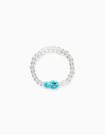 Beaded bracelet with fish-shaped pendant for girls, multicolour