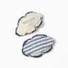 Pack of 2 striped oval barrette hair clips for girls, blue/white