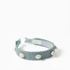 Alice band with cowrie shell application for girls, light green