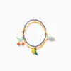 Pack of 2 beaded bracelets with fruit pendants for girls, yellow/purple
