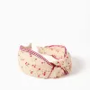 Alice band with cherry/Vichy pattern and knot for girls, beige/red