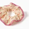 Scrunchie with cherry/Vichy pattern for girls, beige/red