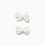2 hair clips with bows in broderie anglaise for babies and girls, white