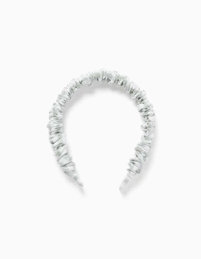 Alice band with Vichy pattern B&S for girls, white/light green