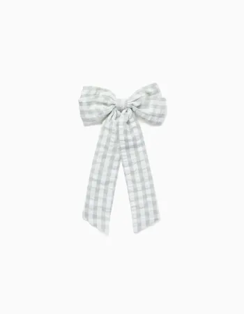 Hair slide with Vichy bow B&S for babies and girls, white/green