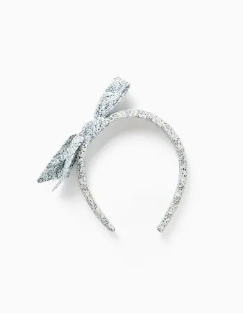 Floral padded Alice band with bow You&Me for girls, white/blue/green