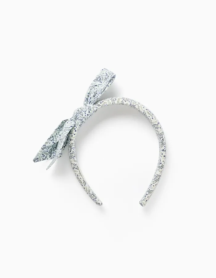 Floral padded Alice band with bow You&Me for girls, white/blue/green