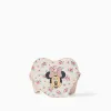 Heart-shaped crossbody bag with Minnie print for girls, light beige