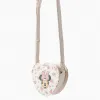 Heart-shaped crossbody bag with Minnie print for girls, light beige