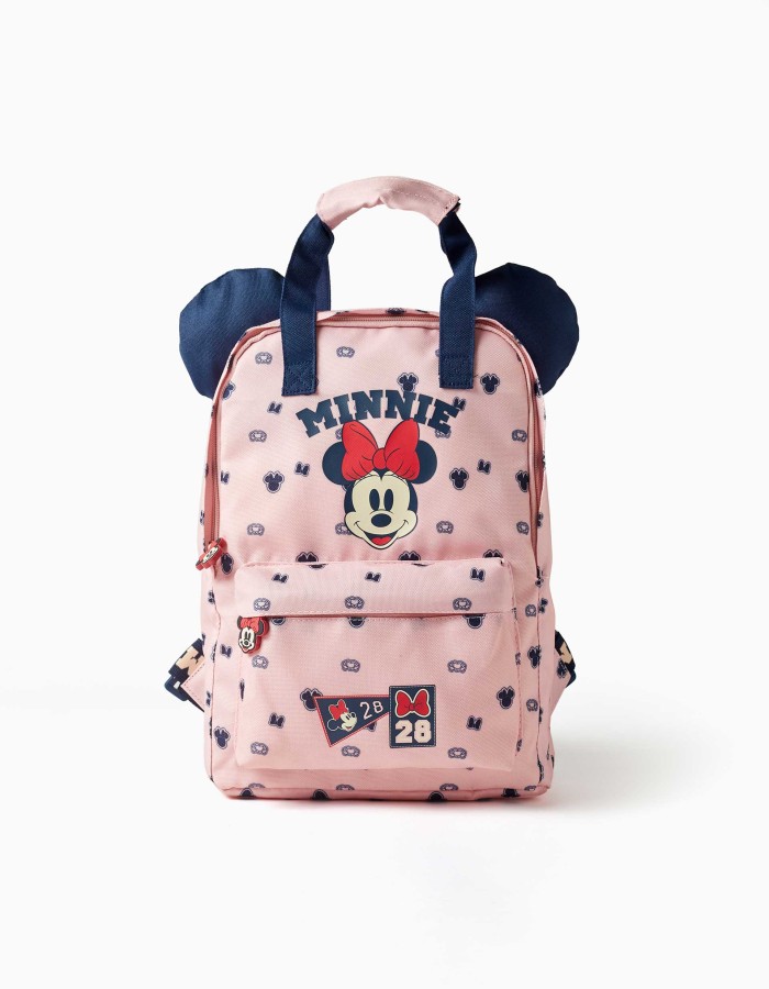 Backpack with Minnie prints and 3D ears for baby girls, light pink