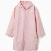 Hooded rain cape with floral print for babies and girls, light pink