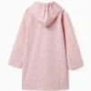 Hooded rain cape with floral print for babies and girls, light pink