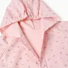 Hooded rain cape with floral print for babies and girls, light pink